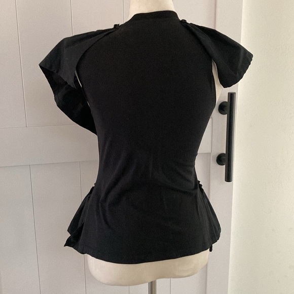 3.1 Phillip Lim women's size XS black butterfly ruffle cotton t shirt - Picture 5 of 9